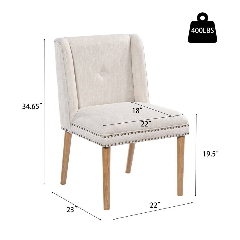 Christopher Knight Home - Light Luxury Upholstered Dining Chair with Rivet Trim & Rubber Wood Legs