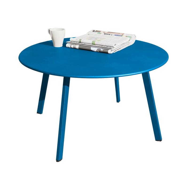 Clihome Weather Resistant Round Steel Patio Large Coffee Table