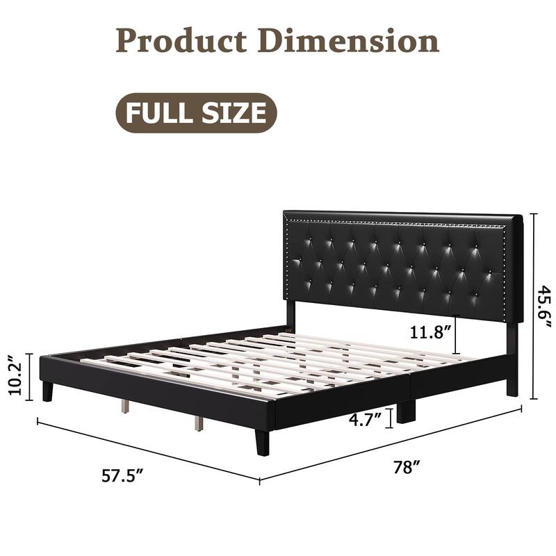 Upholstered Bed Frame with Adjustable Headboard