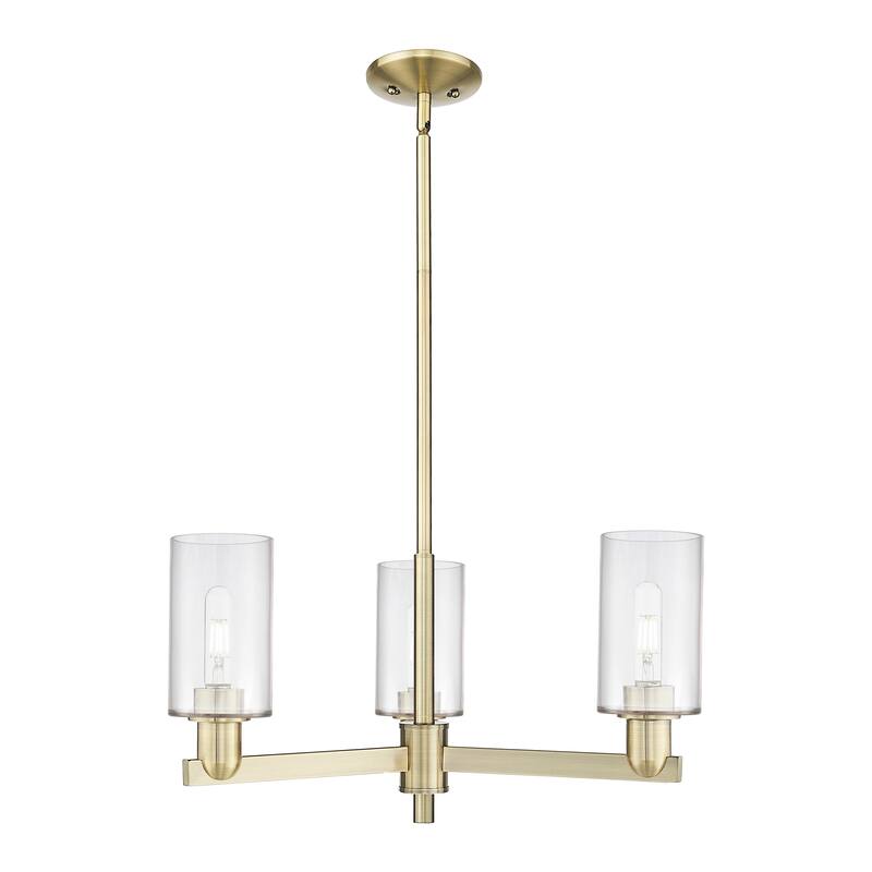 Innovations Lighting Endless Possibilities Arcadia - Clymer - 3 Light 26" Stem Hung Chandelier - Antique Brass/Clear