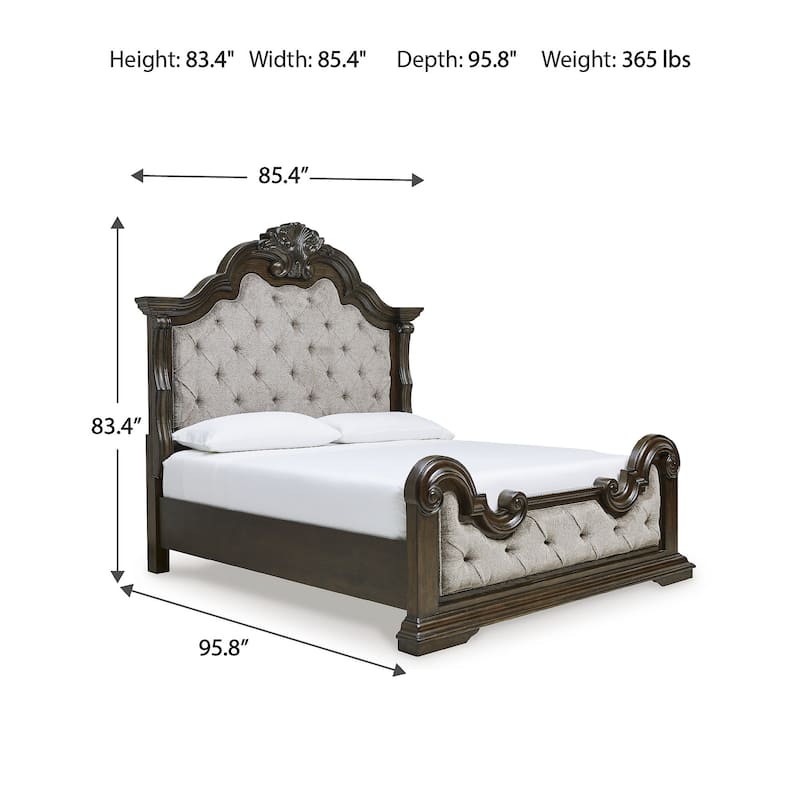 Signature Design by Ashley Maylee Dark Brown/Gray Upholstered Panel Bed