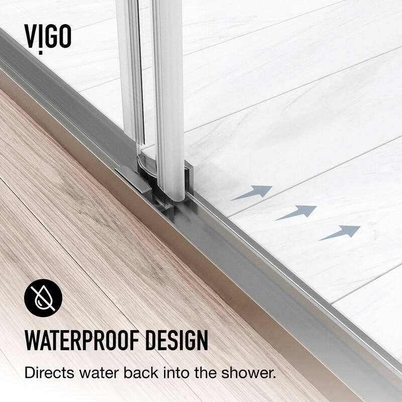 VIGO Satro E-Class 52 to 60 in. W x 74 in. H Semi-Frameless Double-Sliding Shower Door with Clear Tempered Glass