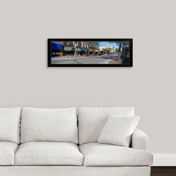 "Cars parked in front of stores Traverse City Grand Traverse County Michigan" Black Framed Print
