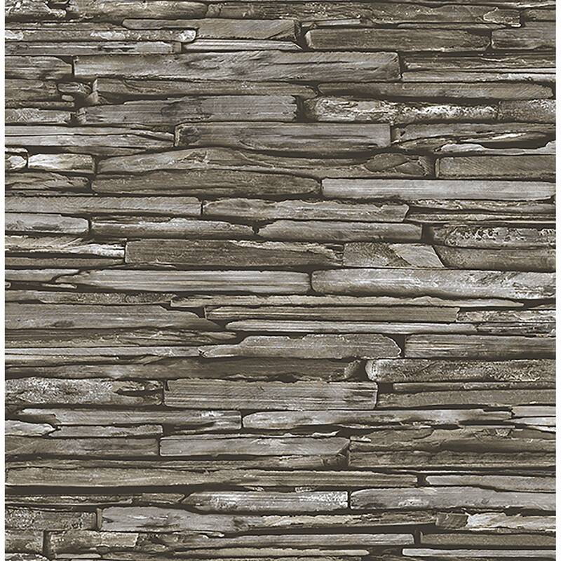 A-Street Prints Green Stacked Slate Wallpaper