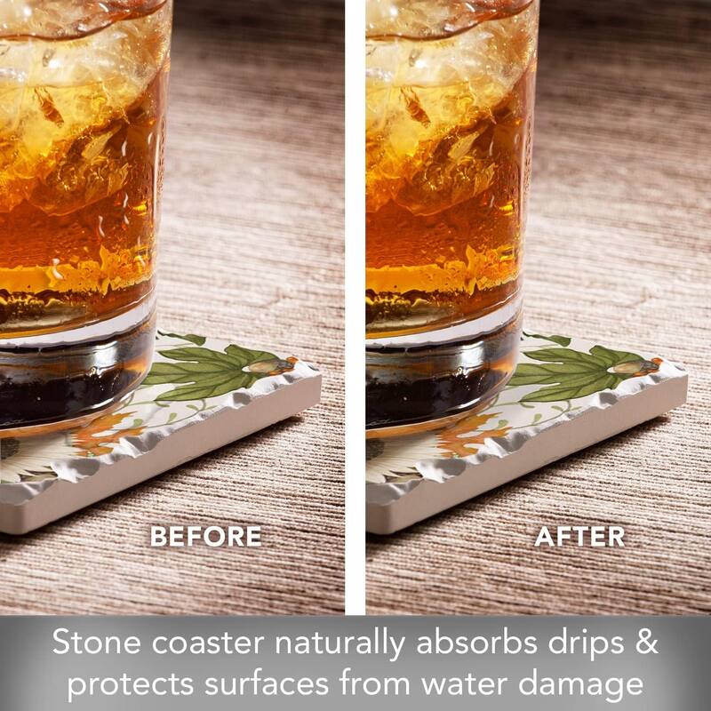 Absorbent Stone Tumbled Tile Coasters, Farmhouse Pumpkins, Set of 4