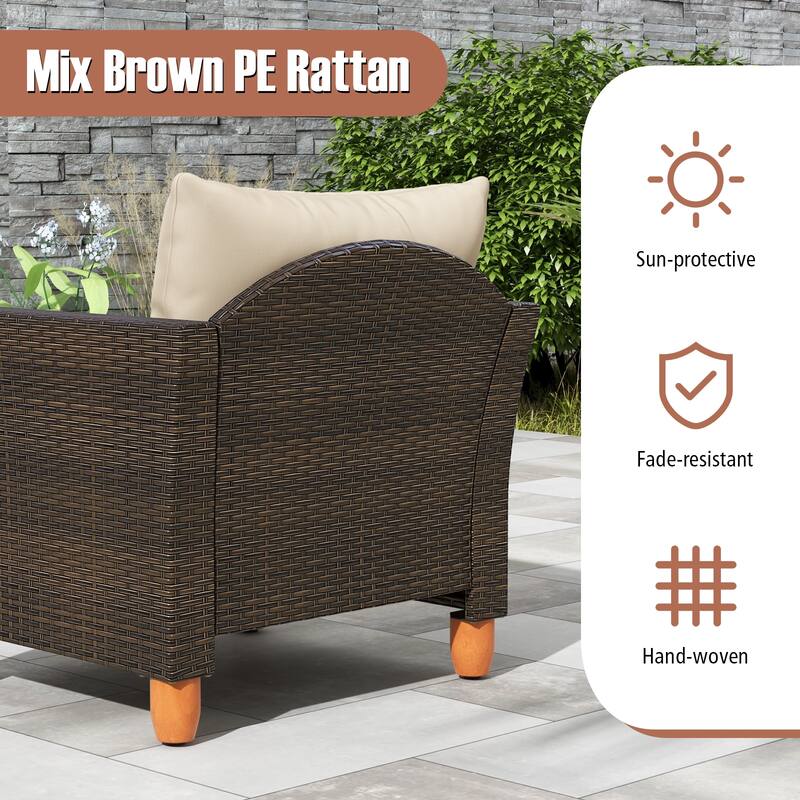 Gymax 3 PCS Patio PE Wicker Furniture Set Outdoor Conversation Bistro