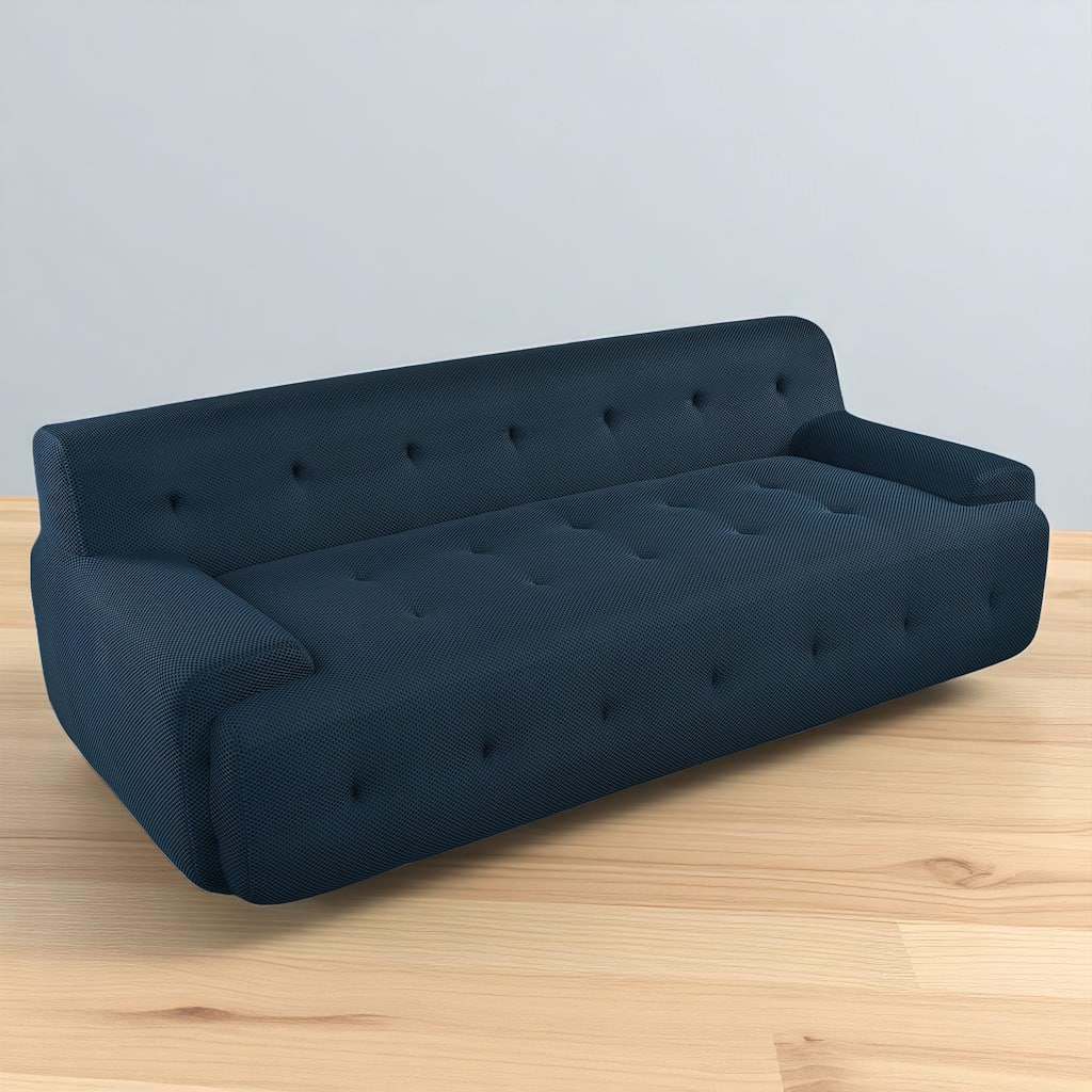 86.2" Upholstered Sofa, Minimalist Tufted Design, 3-Seater, Foam + Pocket Spring