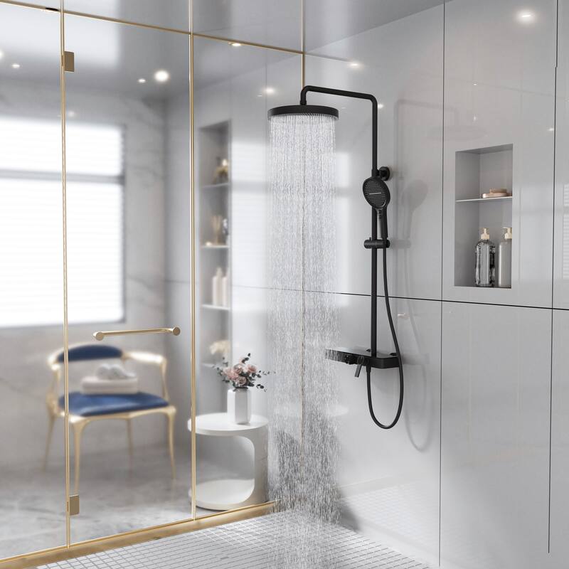 Modland 3-Function Wall Mount Shower System with Tub Spout 10.8" Rainfall Shower & Handheld Shower