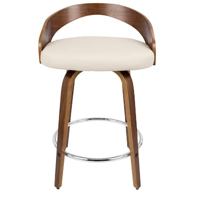 Carson Carrington Stavanger 24" Fixed-Height Counter Stool with Bent Wood Legs & Round Footrest (Set of 2)