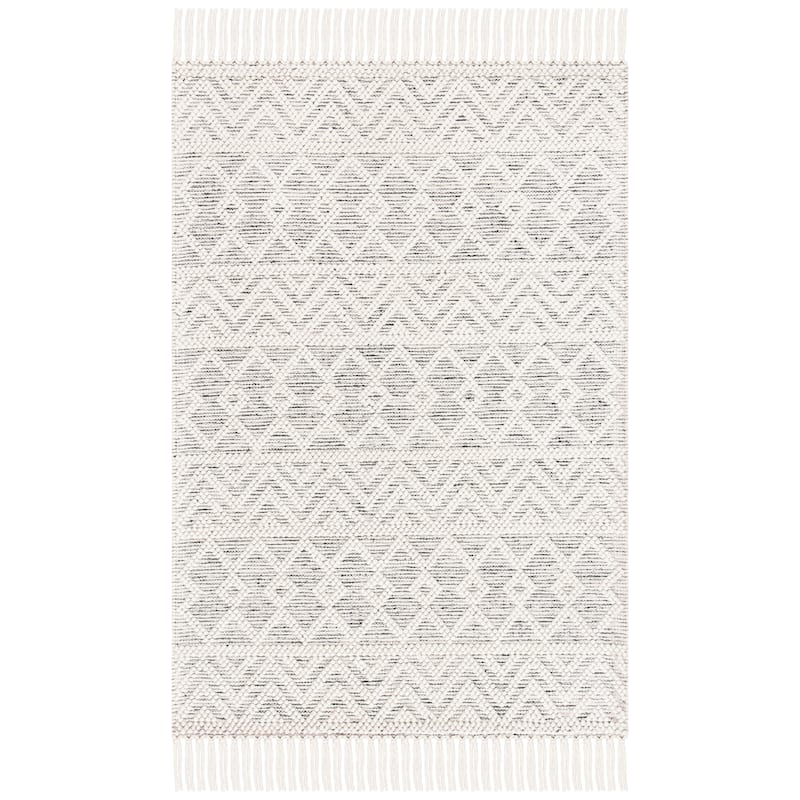 SAFAVIEH Handmade Natura Klaarke Wool Rug - 4' x 6' - Ivory/Black