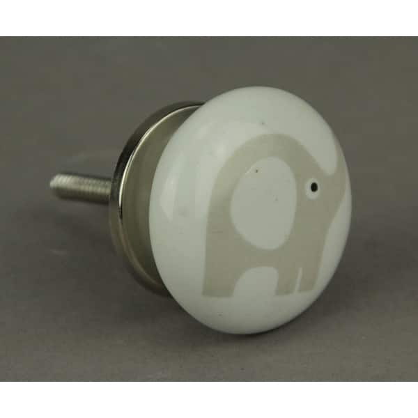 Shop White And Beige Ceramic Elephant Cabinet Knob Or Drawer Pulls