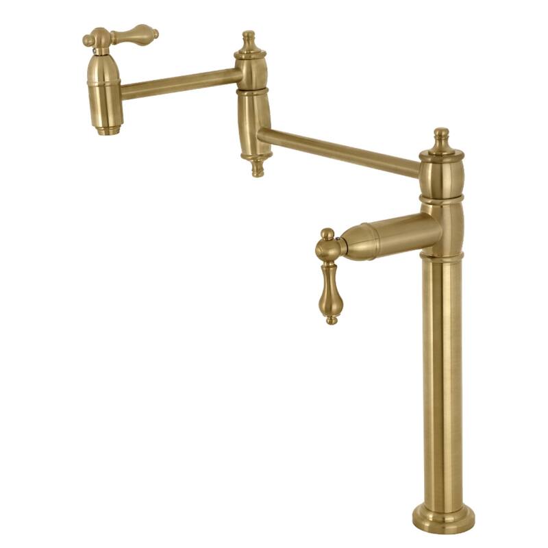 Kingston Brass Restoration Two-Handle 1-Hole Deck Mount Pot Filler Faucet - Brushed Brass