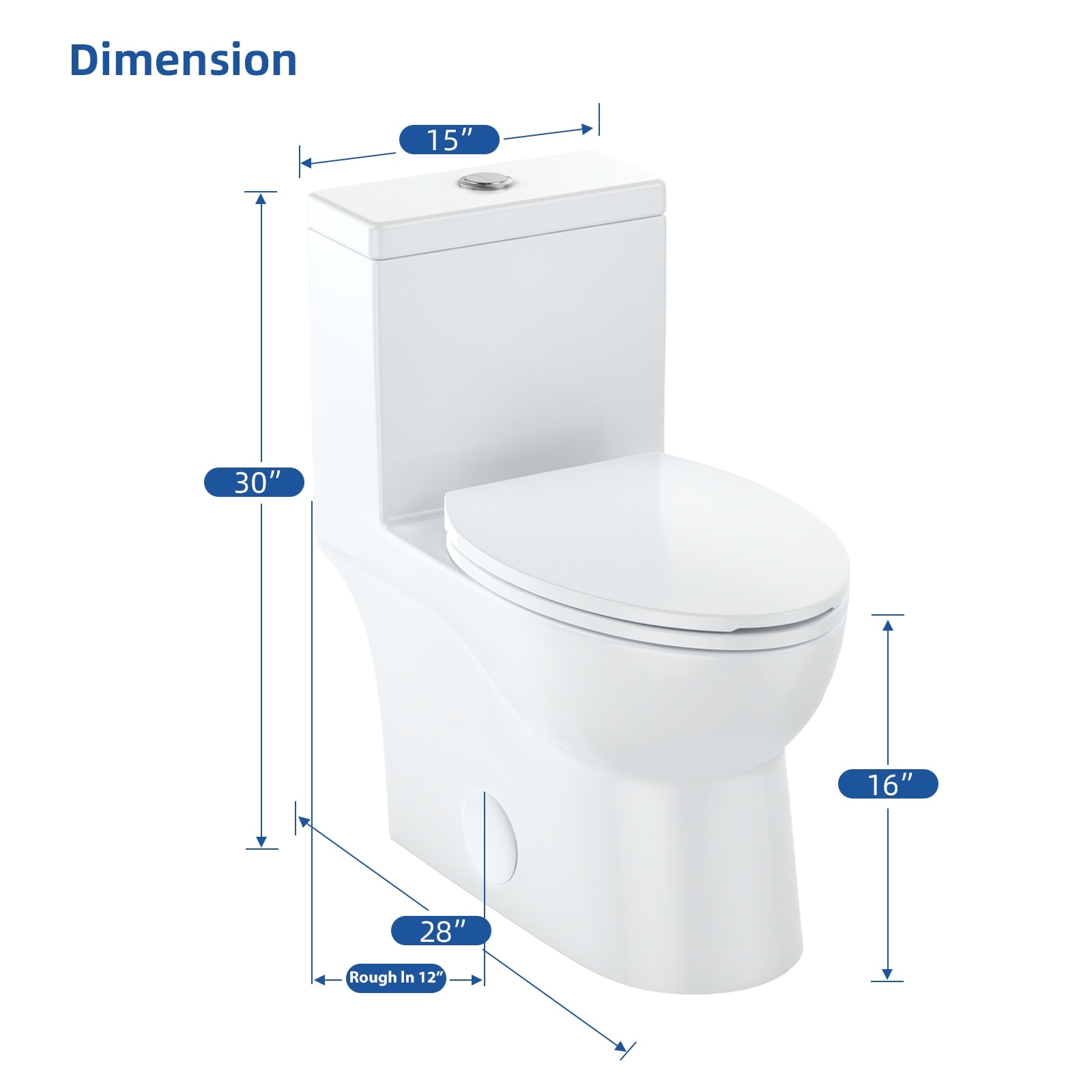 One-Piece Toilet,Dual Flush Elongated Toilet with Soft Close