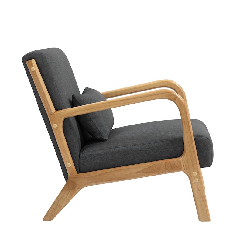 Mid Century Solid Wood Upholstered Accent Chair