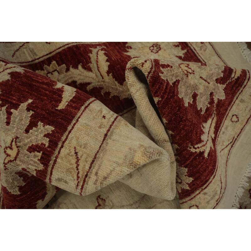 Hand Knotted Oriental 100% Wool Carpet Traditional All-Over Beige & Ivories Peshawar Area Rug - 7' 9'' X 8' 1''