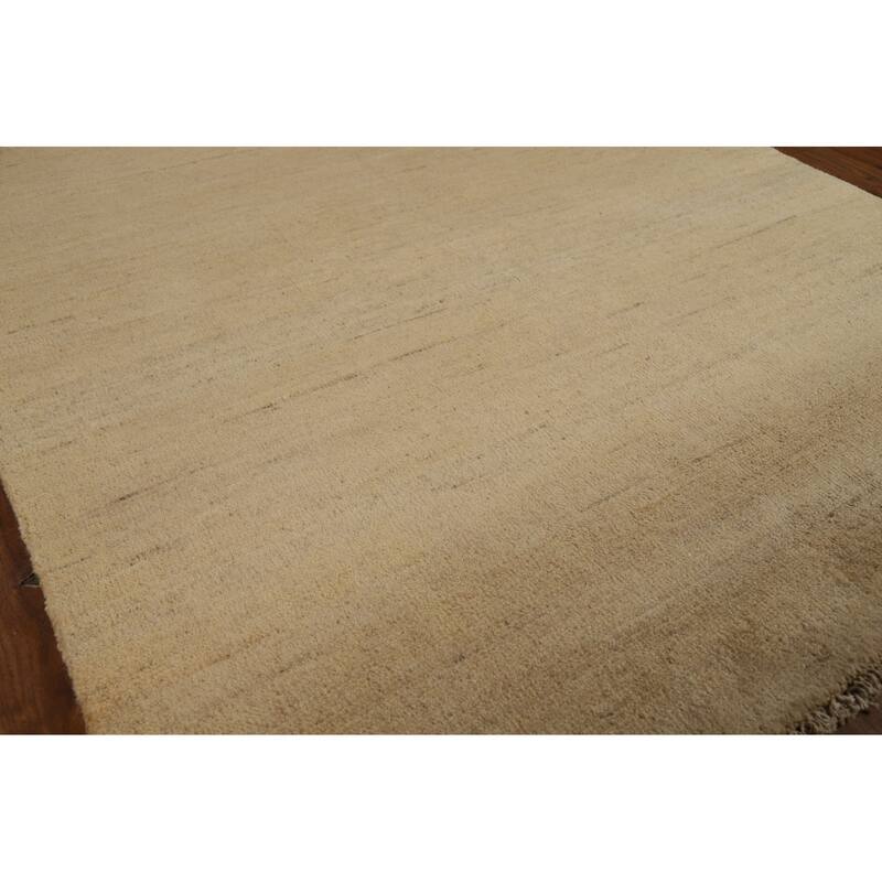 Gabbeh Modern Rug Hand-Knotted Bedroom Solid Wool Carpet - 3'10"x 5'11"