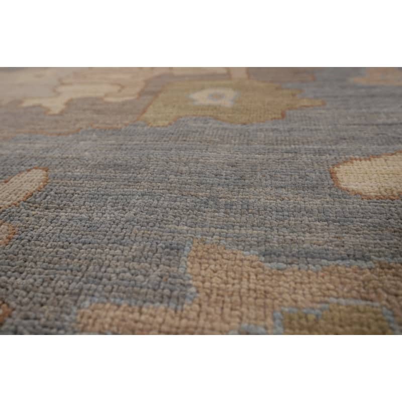 Floral Vegetable Dye Oushak Turkish Area Rug Hand-Knotted Wool Carpet - 9'1" x 11'8"