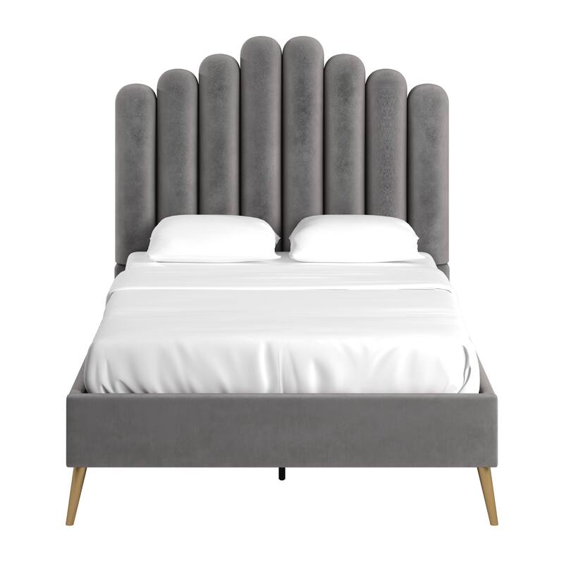 Eggleston Art Deco Velvet Upholstered Platform Bed by iNSPIRE Q Bold