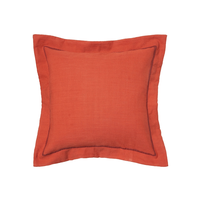 18" x 18" Cotton Flange Decorative Throw Pillow With Insert - Orange