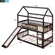 preview thumbnail 25 of 33, Twin Over Twin House Bunk Bed with Slide, Storage Staircase