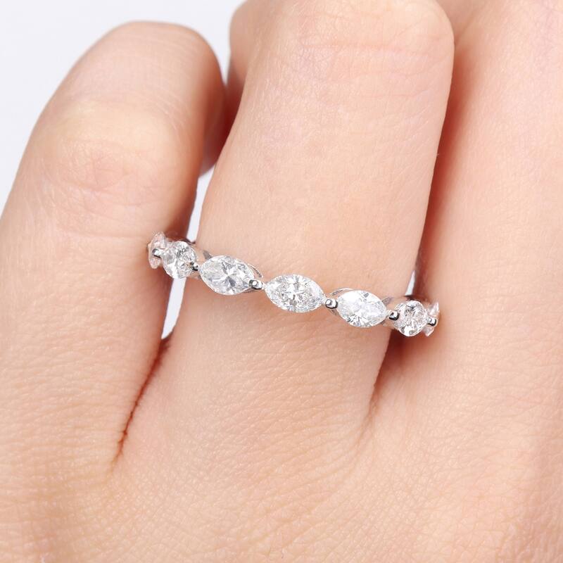 Miadora 2 1/3ct TDW Marquise-Cut Diamond Eternity Ring in 14k White Gold