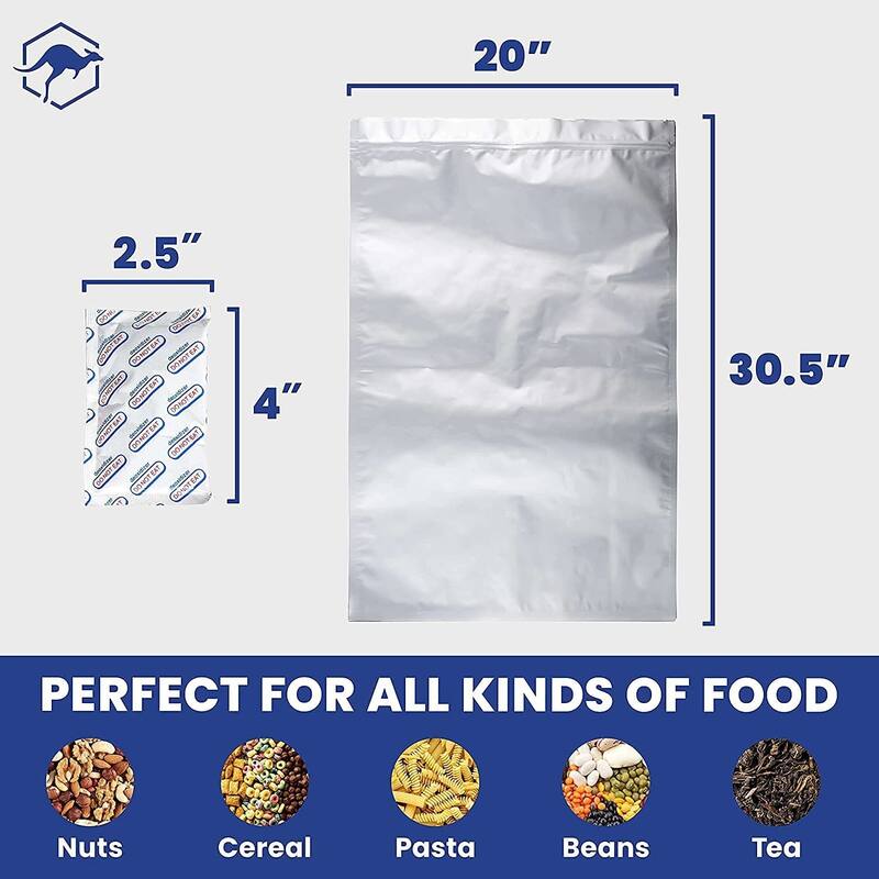 15x 5 Gallon Mylar Bag Bundle Silver (5 Mil) With 20 Single Sealed