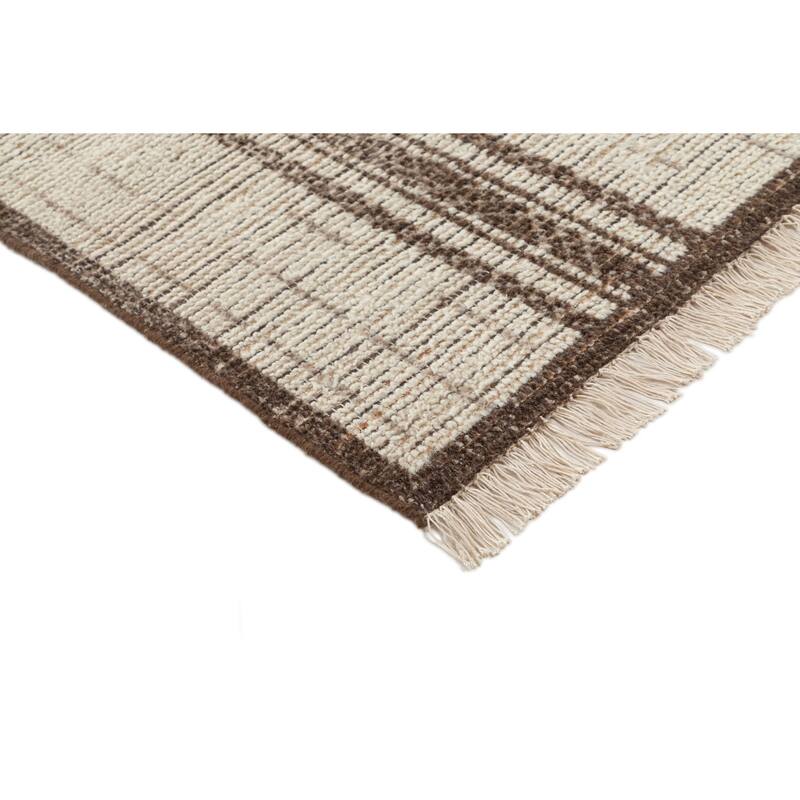 Terra by Obeetee Mesa Stripe Beige Rug - Natural/Criss Cross - 2'6" x 8'