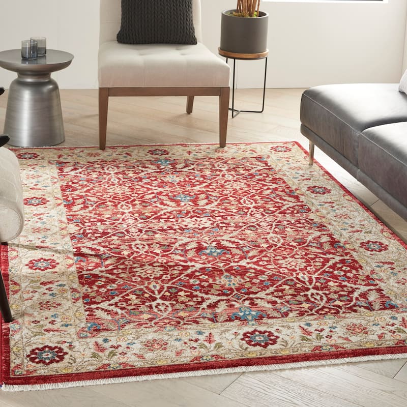 Nourison Revel Traditional Persian Floral Area Rug - 5'3" x 7'6" - Brick Ivory - Rectangle