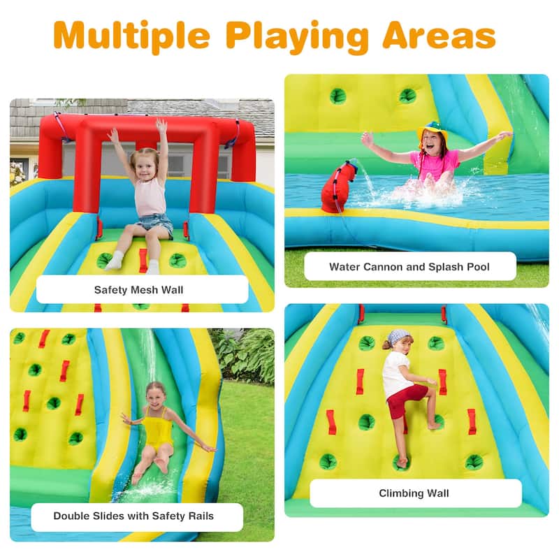 Bountech Inflatable Mighty Water Slide Park Bouncy Splash Pool - Multicolor