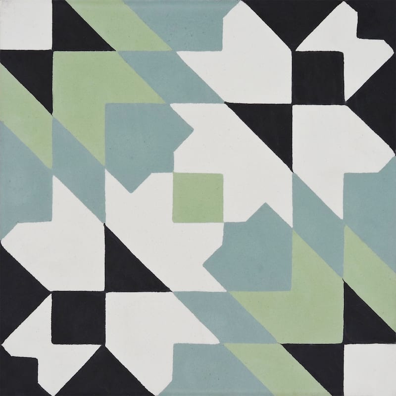 Handmade Reno in Green, Blue, Black Tile, Pack of 12 (Morocco)