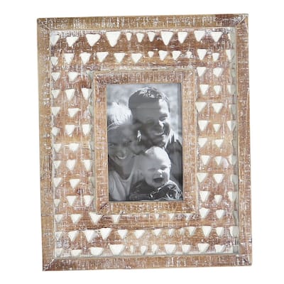 Foreside Home & Garden Natural Wood 4 x 6 inch Whitewash Pattern Decorative Wood Picture Frame