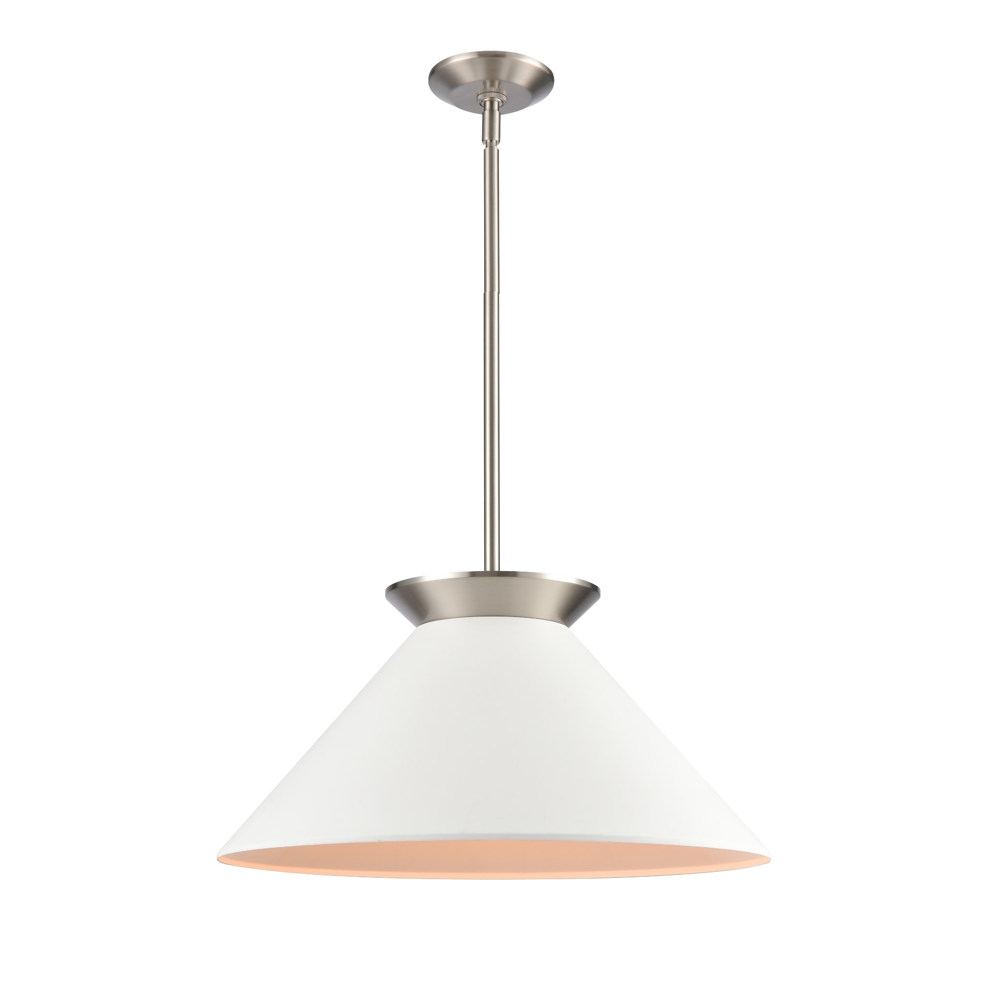 Hanging Ceiling Pendant Light with Tapered Metal Shade - 20" - Brushed Nickel Finish