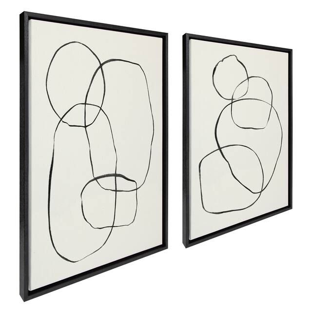 Kate and Laurel Sylvie Modern Circles Framed Canvas Set by Teju Reval