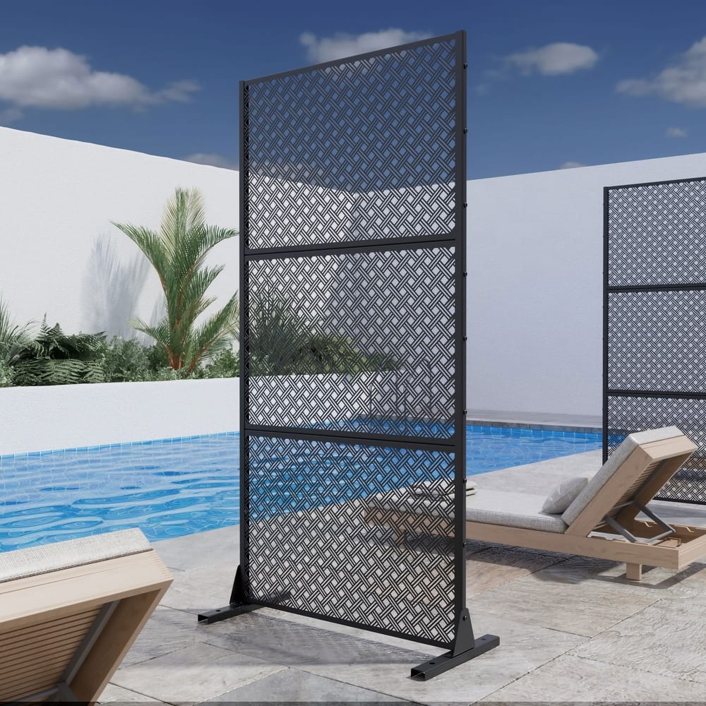 Outdoor Privacy Screen Metal Privacy Screen Panel Free Standing - 72*35