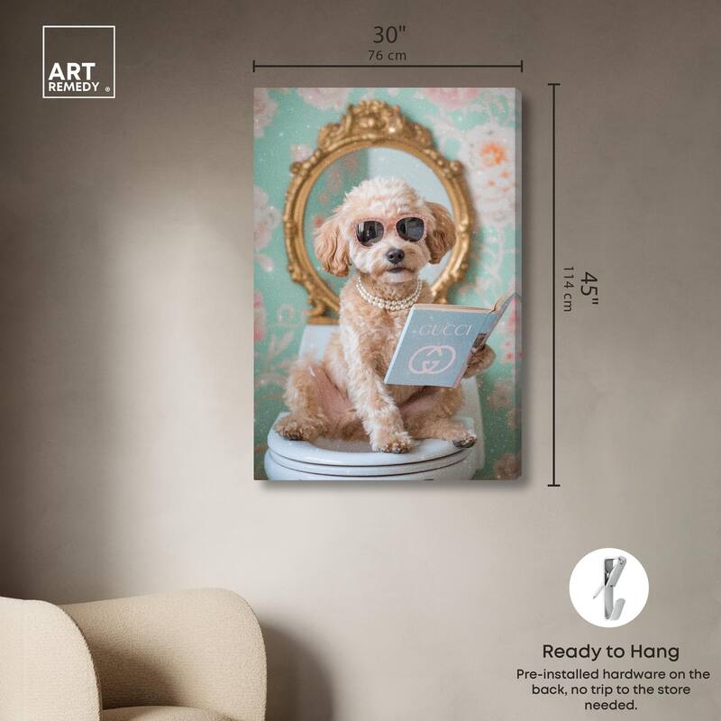 Goldendoodle Toilet Time Canvas by Art Remedy, Gallery Wrapped