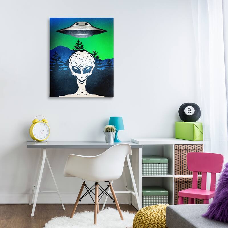 Stupell Alien and UFO Scene Canvas Wall Art Design By Kim Allen