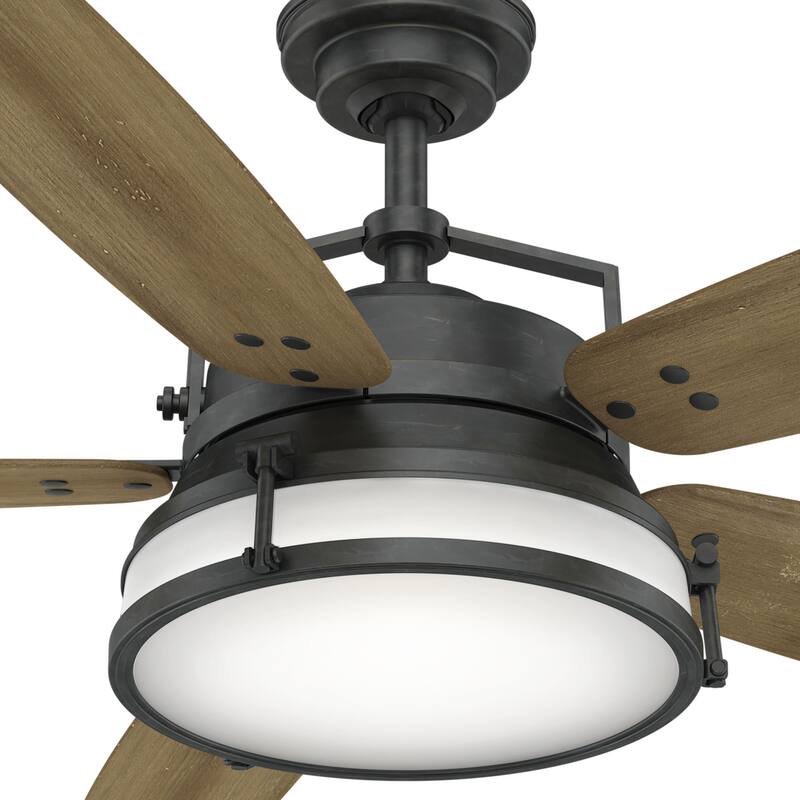 Casablanca 56" Caneel Bay Outdoor Ceiling Fan w/LED Light, Wall Control - Nautical, Industrial, Droop-Free Blades!
