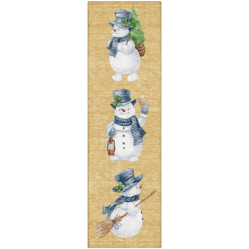 Premium Washable Super Soft Winter Holiday Snowman Mayfield Rug