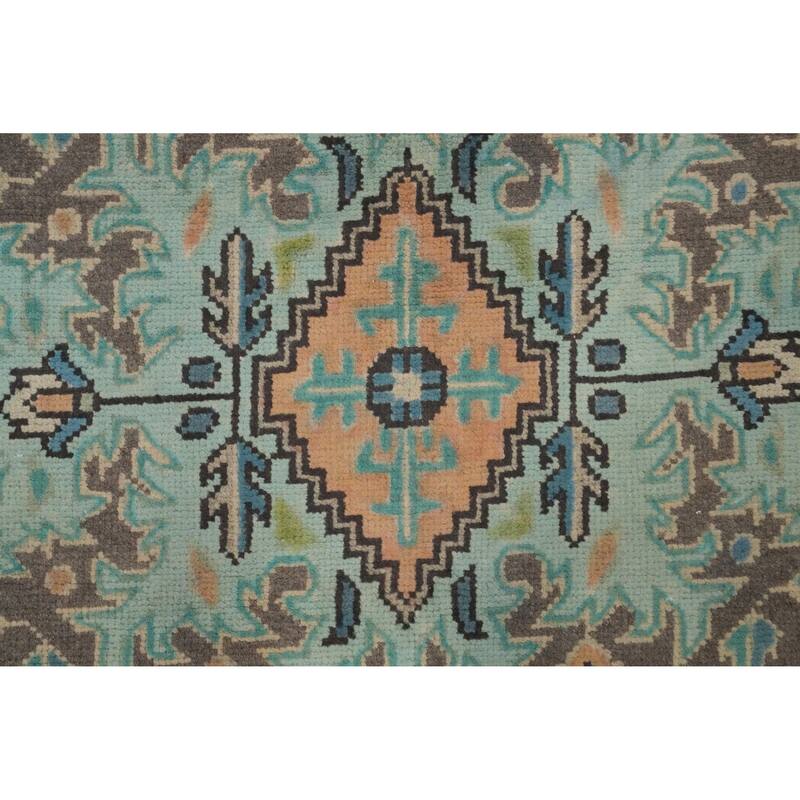 Hand Knotted Oriental 100% Wool Carpet Traditional Medallion Green Tabriz Area Rug - 9' 2'' X 6' 5''