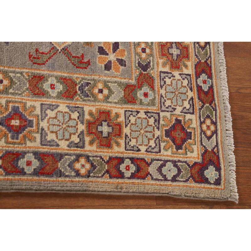 Traditional Kazak Oriental Accent Rug Hand-Knotted Wool Carpet - 3'4"x 4'9"