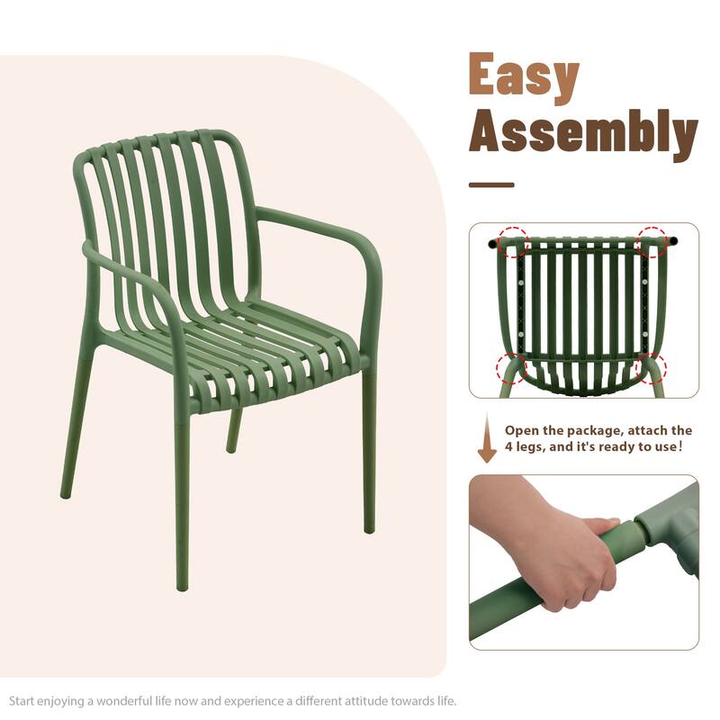 Outdoor Dining Set 9-Piece Stackable Plastic Lightweight Dining Armchair and Extendable Dining Table