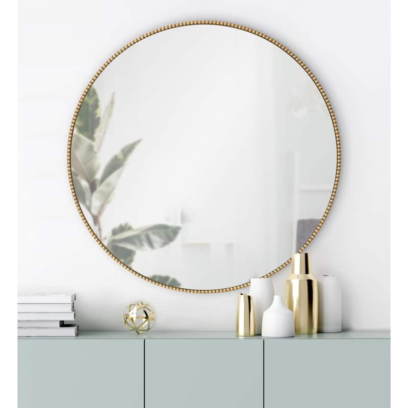 Kate and Laurel Gwendolyn Round Beaded Accent Wall Mirror