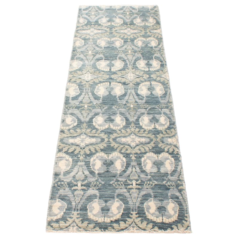 ECARPETGALLERY Hand-knotted Mystique Teal Wool Rug - 2'10 x 9'8