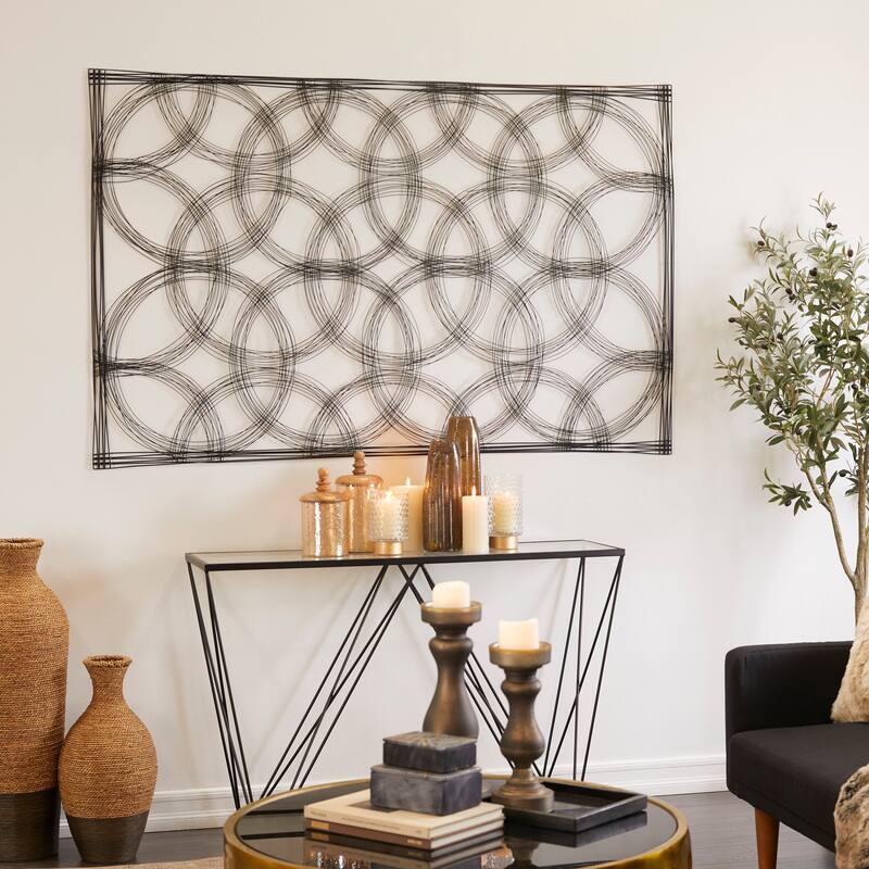 Black Metal Quatrefoil Geometric Home Wall Decor - Black