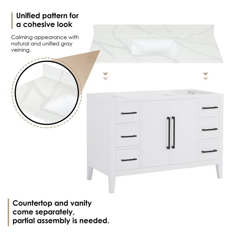 Altair Laurel Bath Vanity with Calacatta White Quartz Stone Countertop without Mirror