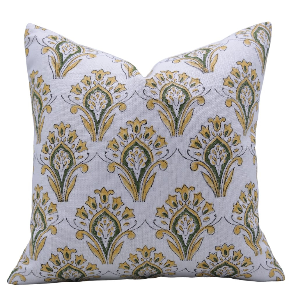 Linen Bohemian Block print pillow Cover- Chimani