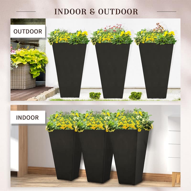 Outsunny Set of 3 Tall Planters with Drainage Hole