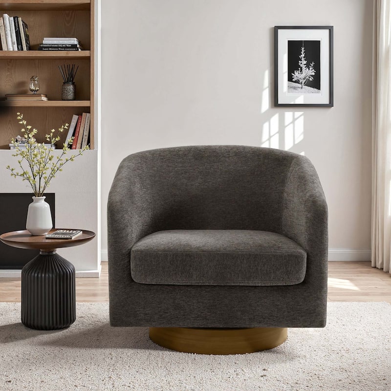 Modern Wide Round Swivel Accent Barrel Chair For Living Room