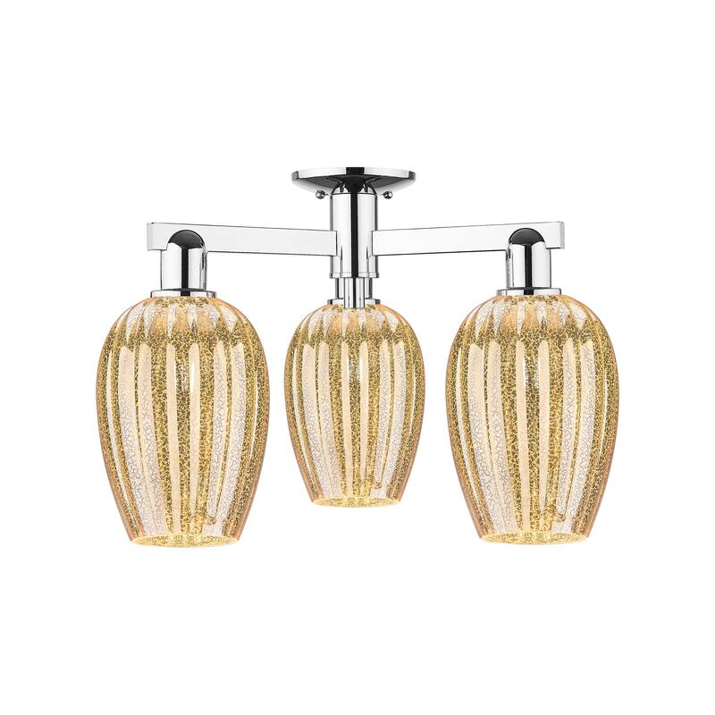 Innovations Lighting Downtown Urban - Preston - 3 Light 24" Flute Shade Semi-Flush Mount