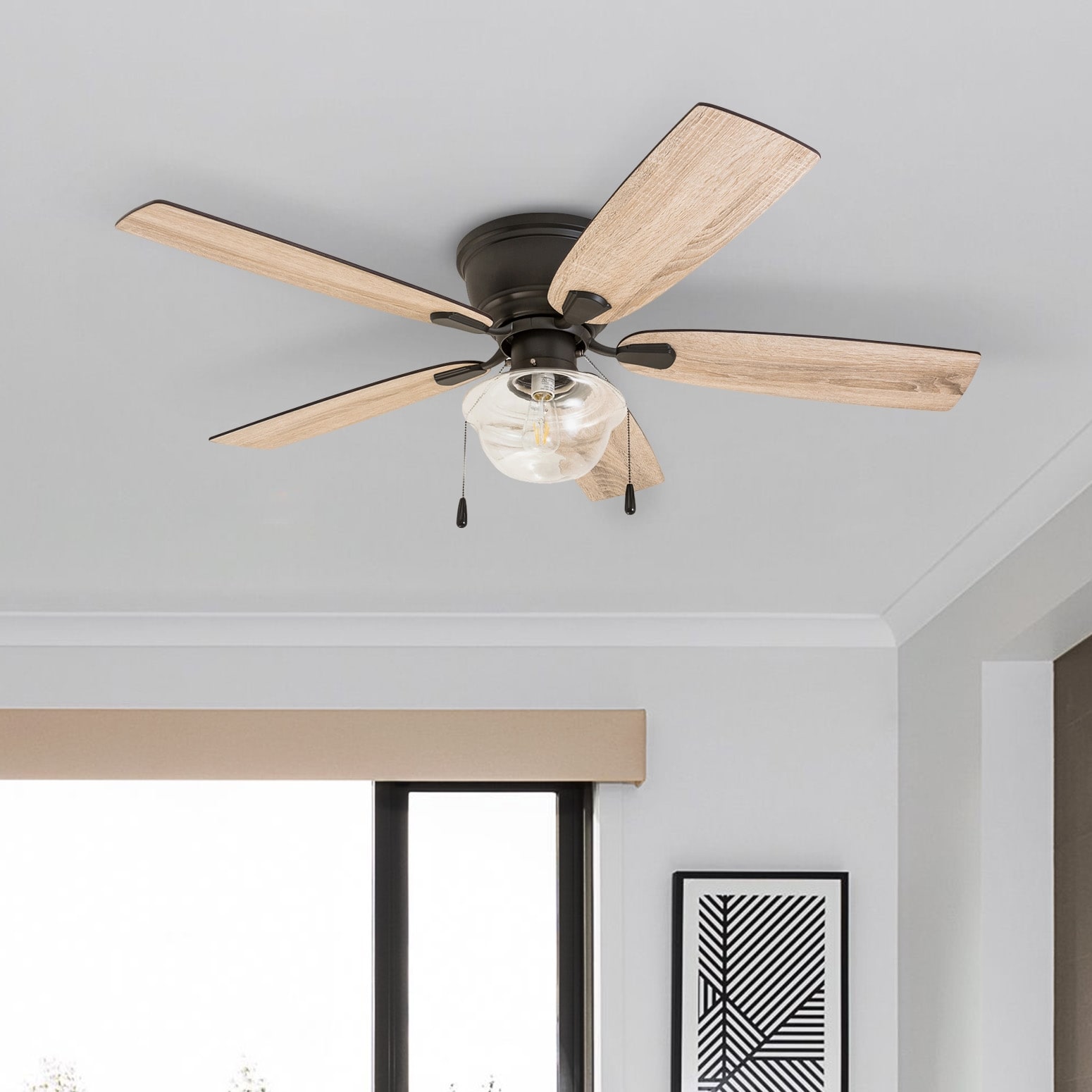 The Gray Barn Marlborough 52-inch Coastal Indoor LED Ceiling Fan with Pull Chains 5 Reversible Blades - 52